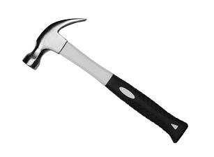 Yellow hammer with black rubber handle isolated on white