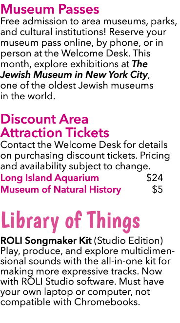 Museum Passes Free admission to area museums, parks, and cultural institutions! Reserve your museum pass online, by p...