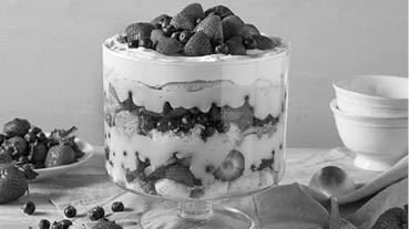 Sweet Homemade Strawberry Trifle Dessert with Custard and Cake