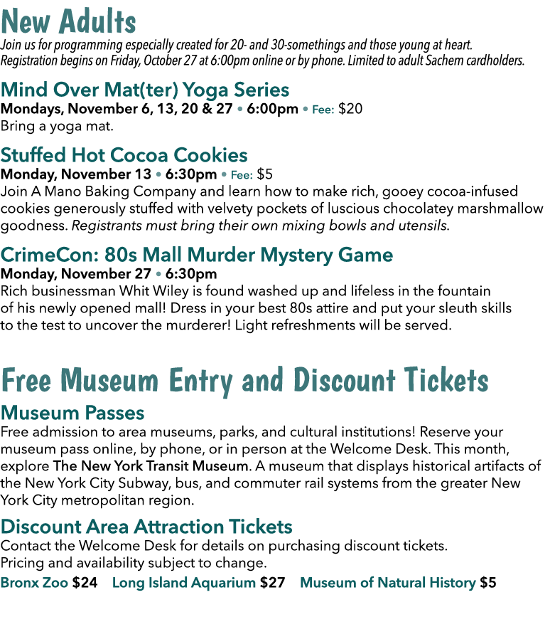 New Adults Join us for programming especially created for 20 and 30 somethings and those young at heart. Registration...