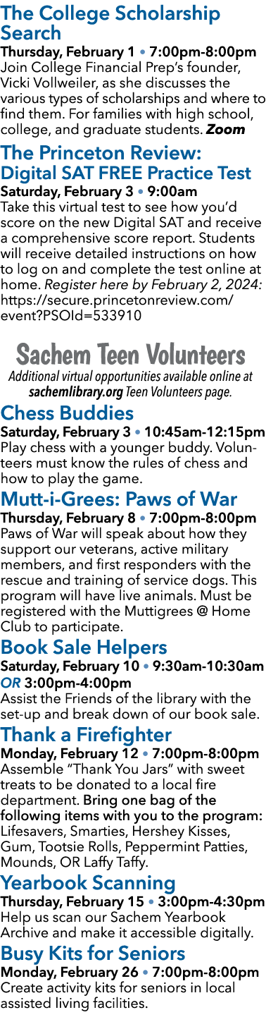 The College Scholarship Search Thursday, February 1 • 7:00pm 8:00pm Join College Financial Prep’s founder, Vicki Voll...