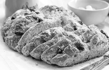 Irish soda bread cut in slices, selective focus
