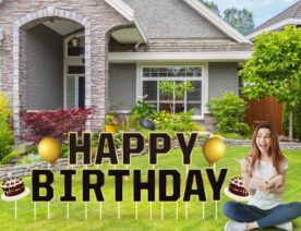 black and gold birthday yard sign