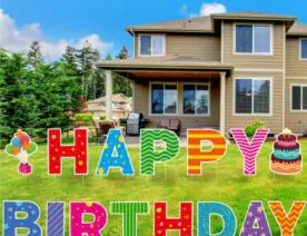 multicolor birthday yard sign