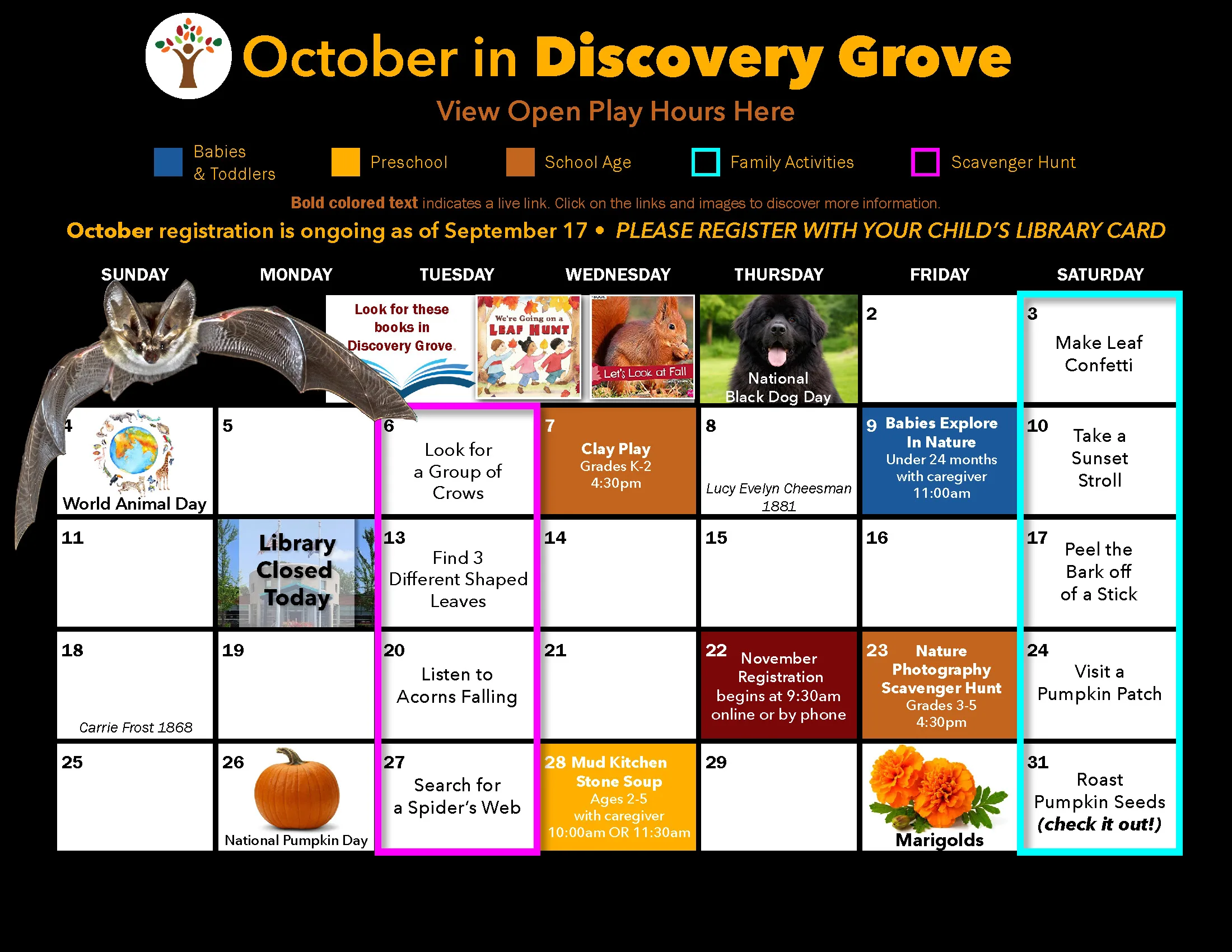 Discovery Grove calendar