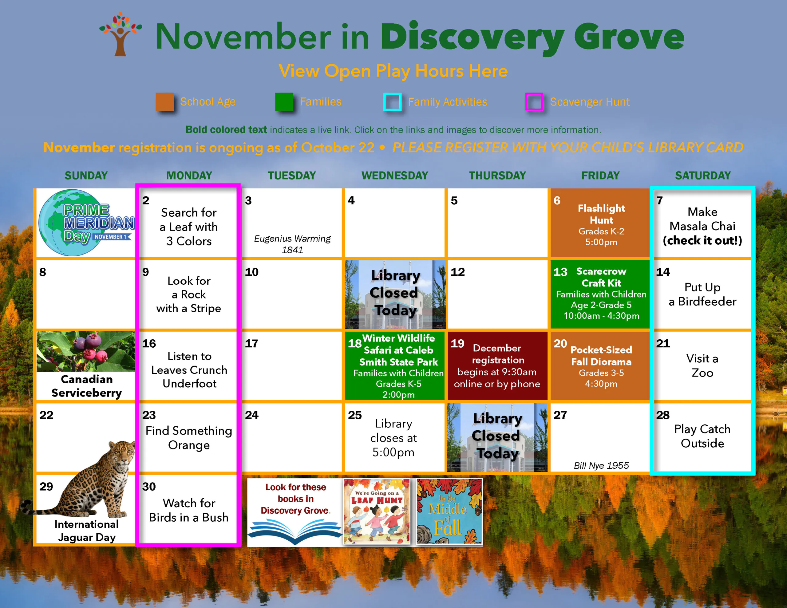 Discovery Grove calendar